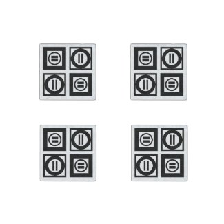 Black and White Geometric Equal Sign Pattern Stone Magnet