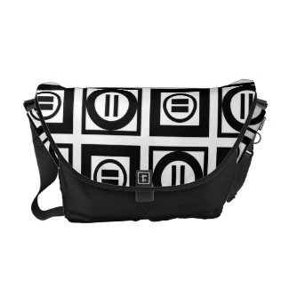 Black and White Geometric Equal Sign Pattern Courier Bags