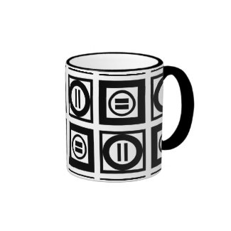 Black and White Geometric Equal Sign Pattern Ringer Mug