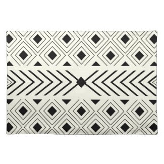 Black and White Geometric Pattern Place Mat