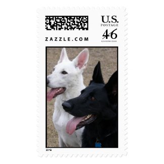 Black and White German Shepherds stamp