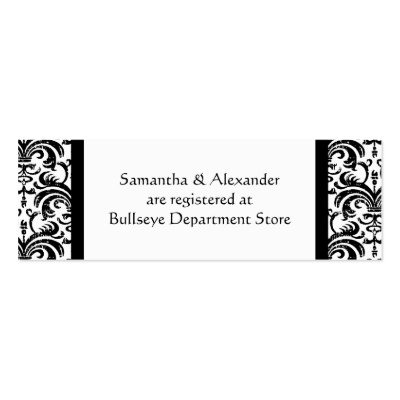 Black and White Gift Registry Insert Cards Business Card