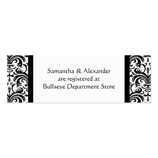 Black and White Gift Registry Insert Cards Business Card (front side)