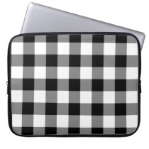 Black and White Gingham Pattern laptop sleeves