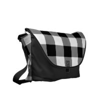 Black and White Gingham Pattern messenger bags