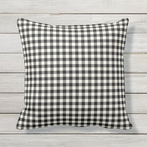 Black and White Gingham Pattern Outdoor Pillows Zazzle