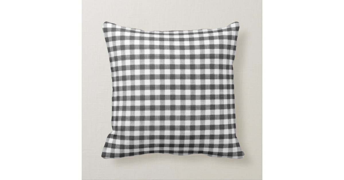 Black and white gingham pattern pillow Zazzle