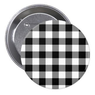 Black and White Gingham Pattern Pinback Button