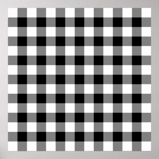Black and White Gingham Pattern Print