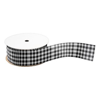 Black and White Gingham Pattern Ribbon Satin Ribbon