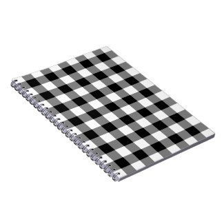 Black and White Gingham Pattern Spiral Note Books