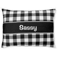 Black and White Gingham Personalized Pet Bed Large Dog Bed