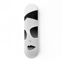 black and white girl with shades skateboards