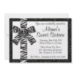 Black and White Glitter Invite With Zebra Bow