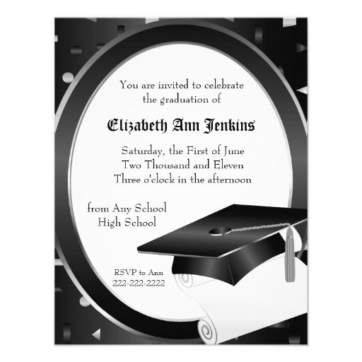 Black and White Graduation Announcement