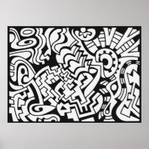 Black and white graffiti street art posters