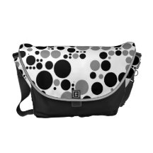 Black and white grayscale retro circles messenger bags