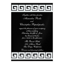 Black and White Greek Key Invitations