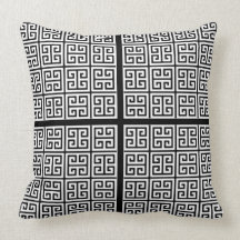 Black and White Greek Key Pattern Pillow