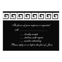 Black and White Greek Key  RSVP Cards Invite