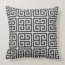 Black and White Greek Key Throw Pillow