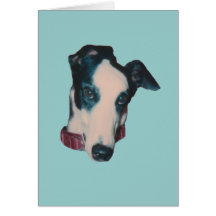 Black And White Greyhound Face Dog Card