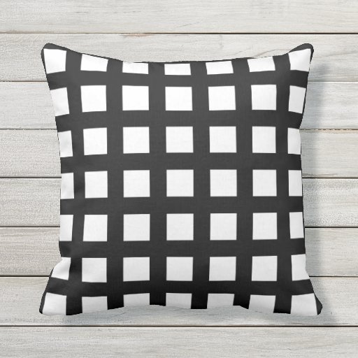 Black and White Grid Check Outdoor Pillows Zazzle