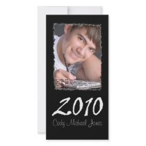 Black and White Grundge Style Graduation Invite photo cards
