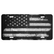 Black and White Grunge American Flag License Plate