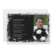 Black and White Grunge Soccer Graduation Invite