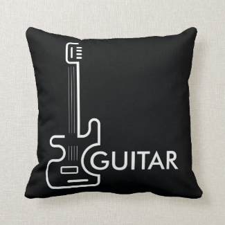 Black and White Guitar Design Throw Pillow