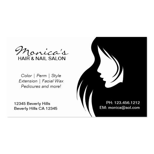 Black and White  Hair Salon with Appointment Date Business Card Template (front side)