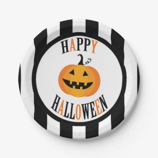 Black and White Halloween 7" Paper Plate 7 Inch Paper Plate