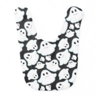 Black and White Halloween Ghost; Ghosts Baby Bib