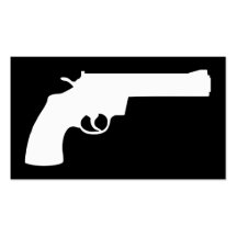 black and white hand gun business card