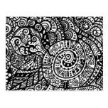 Black and white handpainted doodles post card
