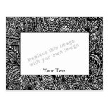 Black and white handpainted doodles post card