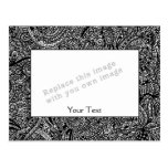 Black and white handpainted doodles postcard