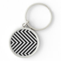 Black and White Hazard Stripes Textured Key Chain