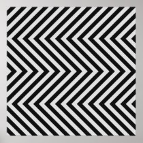 Black and White Hazard Stripes Textured Poster