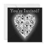 Black and White Heart. Patterned Heart Design. Personalized Announcements