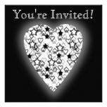 Black and White Heart. Patterned Heart Design. Personalized Announcements