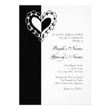 Black and White Heart Wedding Invitation