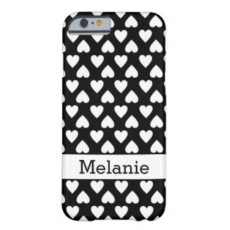 Black And White Hearts Pattern Custom Name iPhone 6 Case