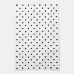 Black and White Hearts Pattern. Towel