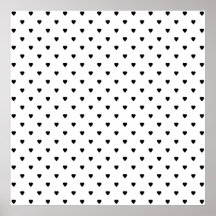 Black and White Hearts Pattern. Print