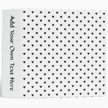 Black and White Hearts Pattern. Vinyl Binder
