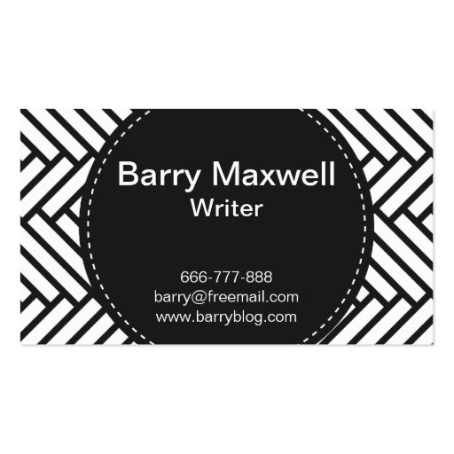black and white herringbone pattern business card templates (front side)