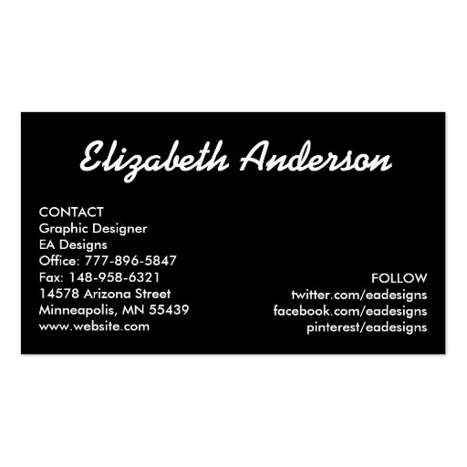 Black and White Herringbone Pattern Business Cards (back side)