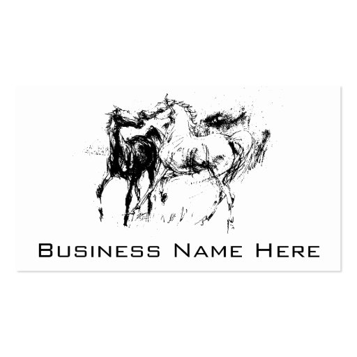 Black and White Horses Business Card Template (front side)